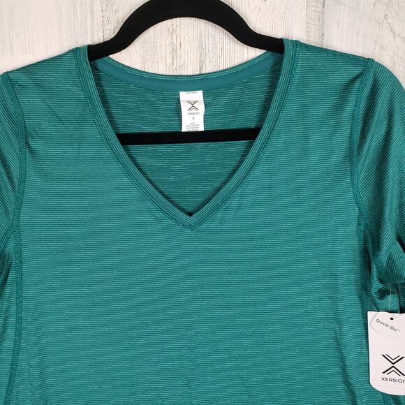 NWT Xersion Quick Dry Green long Sleeve V-Neck Shirt Women's Size Small - Picture 2 of 13
